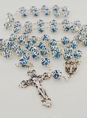 Rosario con Perle Blu - Miracolosa e Croce Barocca