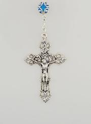Rosario con Perle Blu - Miracolosa e Croce Barocca