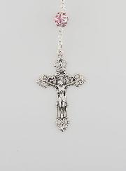 Rosario con Perle Rosa - Miracolosa e Croce Barocca