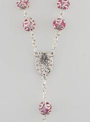 Rosario con Perle Rosa - Miracolosa e Croce Barocca