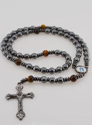 Rosario Vergine Miracolosa in Ematite & Occhio di Tigre