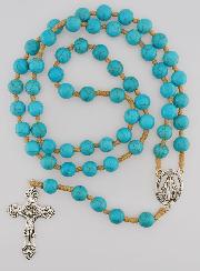 Rosario Medaglia Miracolosa con Perle Turchesi