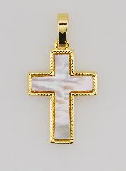 Ciondolo Croce in Ottone & Conchiglia 20mm