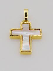 Ciondolo Croce in Ottone & Conchiglia 20mm