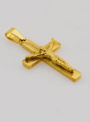 Ciondolo Croce in Ottone Dorato 28mm