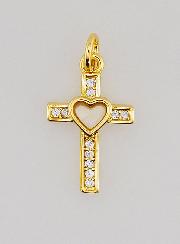 Ciondolo Croce & Cuore in Ottone - 15m