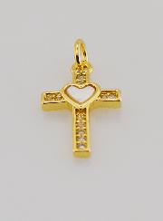 Ciondolo Croce & Cuore in Ottone - 15m