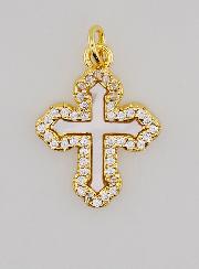 Ciondolo Croce Ortodossa Strass & Nacre - 17mm