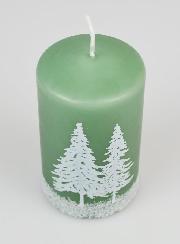 Candela di Natale Alberi Innevati - Verde