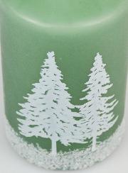 Candela di Natale Alberi Innevati - Verde