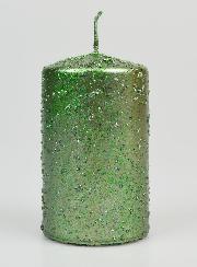 Candela di Natale Glitterata - Verde Natalizio