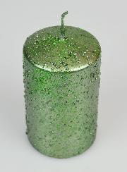 Candela di Natale Glitterata - Verde Natalizio