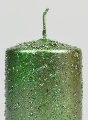 Candela di Natale Glitterata - Verde Natalizio