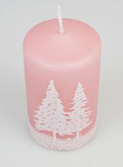 Candela di Natale Alberi Innevati - Rosa Cipria
