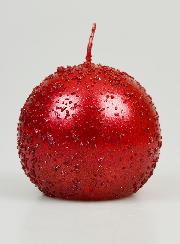 Candela Sfera Decorativa Glitterata 8cm - Rubino