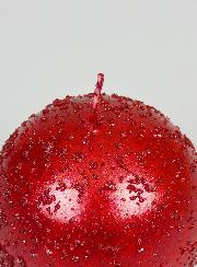 Candela Sfera di Natale con Glitter 8cm - Rubino