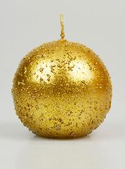 Candela Decorativa Sfera Glitterata 8cm - Oro Antico