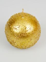 Candela Sfera di Natale con Glitter 8cm - Or Antico