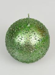 Candela Sfera di Natale con Glitter 8cm - Verde