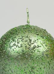 Candela Sfera di Natale con Glitter 8cm - Verde