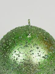Candela Sfera di Natale con Glitter 8cm - Verde
