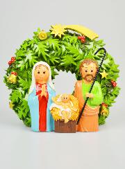 Corona di Natale Sacra Famiglia da Appoggio - 15cm