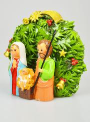 Corona di Natale Sacra Famiglia da Appoggio - 15cm