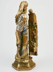 Statua Religiosa Trittico Madonna con Bambino in Bronzo - 20cm
