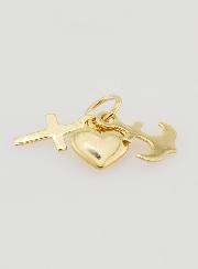 Pendente in Oro 9ct - Ancora Cuore e Croce 10mm