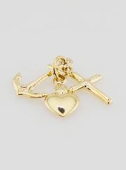Pendente in Oro - Ancora Cuore e Croce 15mm