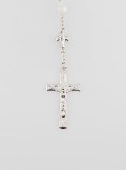 Rosario Medaglia Miracolosa e Perle Cromate - Bianco