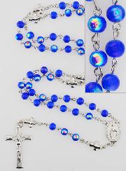 Rosario Medaglia Miracolosa e Perle Cromate - Blu Scuro
