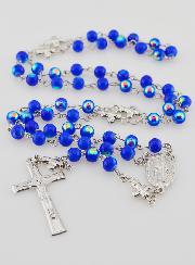Rosario Medaglia Miracolosa e Perle Cromate - Blu Scuro