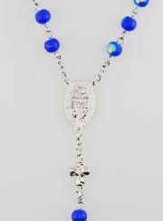 Rosario Medaglia Miracolosa e Perle Cromate - Blu Scuro