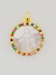 Medaglia Vergine Maria Miracolosa in Madreperla - 15mm