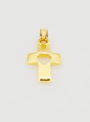 Ciondolo Croce e Cuore in Oro 9ct - 17mm