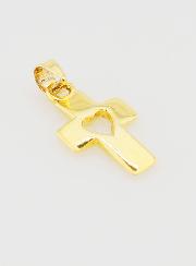 Ciondolo Croce e Cuore in Oro 9ct - 17mm