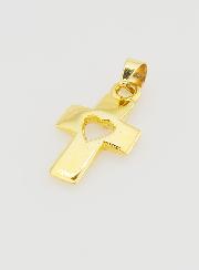Ciondolo Croce e Cuore in Oro 9ct - 17mm