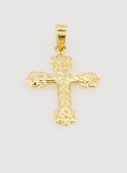 Ciondolo Croce Barocca Lavorata 20mm - Oro 9ct