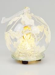 Sfera di Natale Luminosa Angelo in Vetro - 8cm