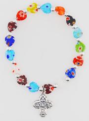Bracciale Religioso con Croce - Grani a Cuore