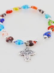 Bracciale Religioso con Croce - Grani a Cuore