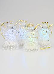 Set di 4 Angeli di Natale Luminosi - 8 cm