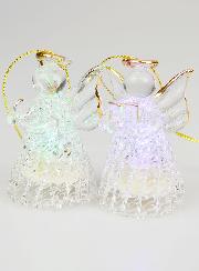 Set di 4 Angeli di Natale Luminosi - 8 cm