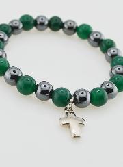Bracciale con Croce - Agata Verde ed Ematite