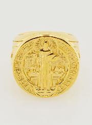 Chevalière di San Benedetto in Inox Dorato - T17