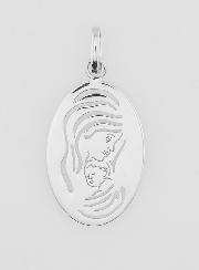 Medaglia Ovale Madonna con Bambino in Argento - 20mm