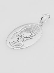 Medaglia Ovale Madonna con Bambino in Argento - 20mm