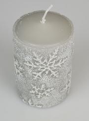 Candela Decorativa Cristalli di Neve - Argento