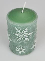 Candela Decorativa Cristalli di Neve - Verde Abete
